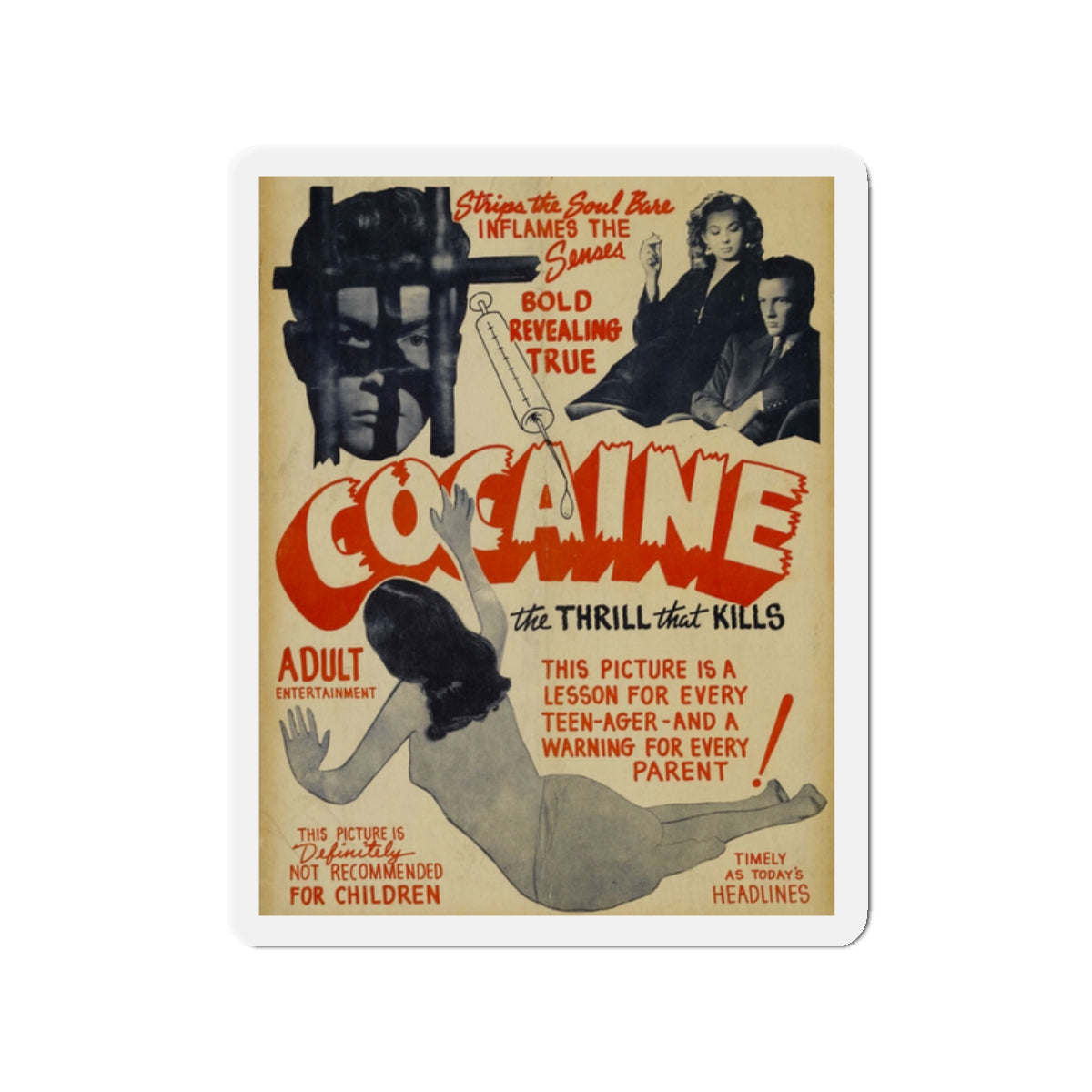 COCAINE (THE PACE THAT KILLS) 1935 Movie Poster - Die-Cut Magnet-2" x 2"-The Sticker Space