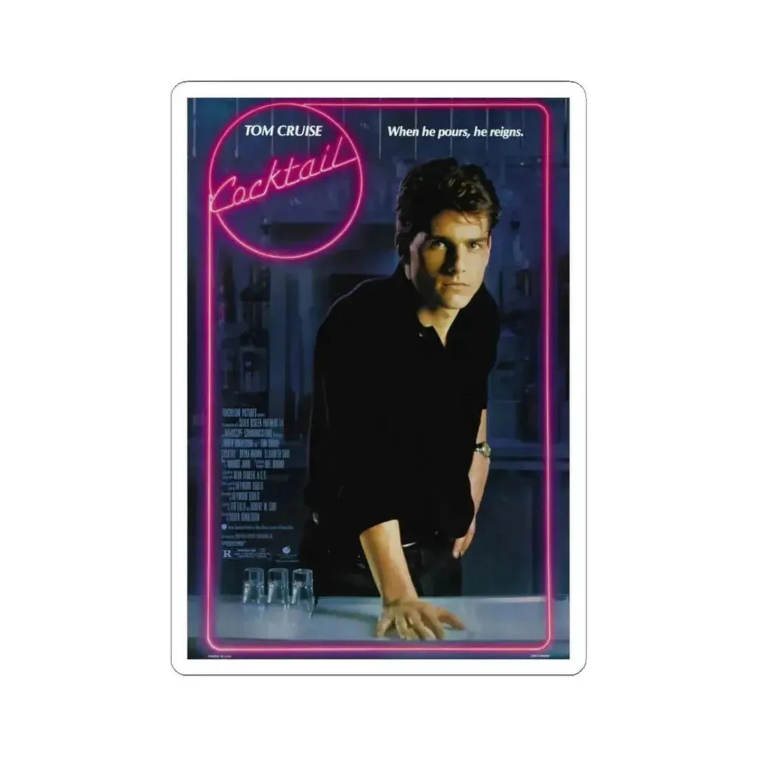 Cocktail 1988 Movie Poster - STICKER Vinyl Kiss-Cut Decal 3 Inch White - The Sticker Space