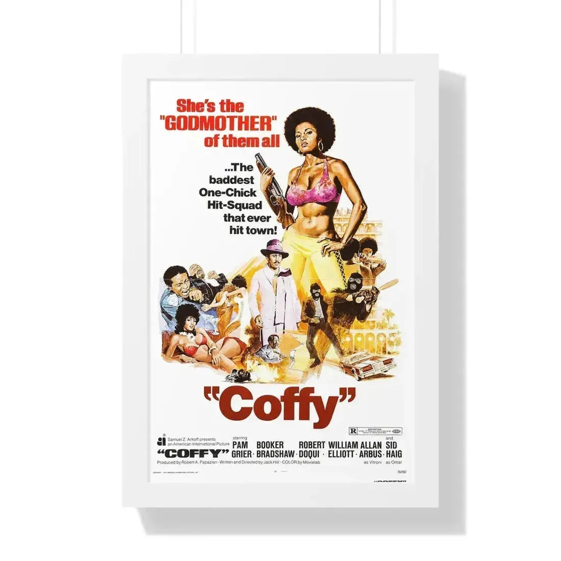 COFFY 1973 - Framed Movie Poster 16″ x 24″ White - The Sticker Space
