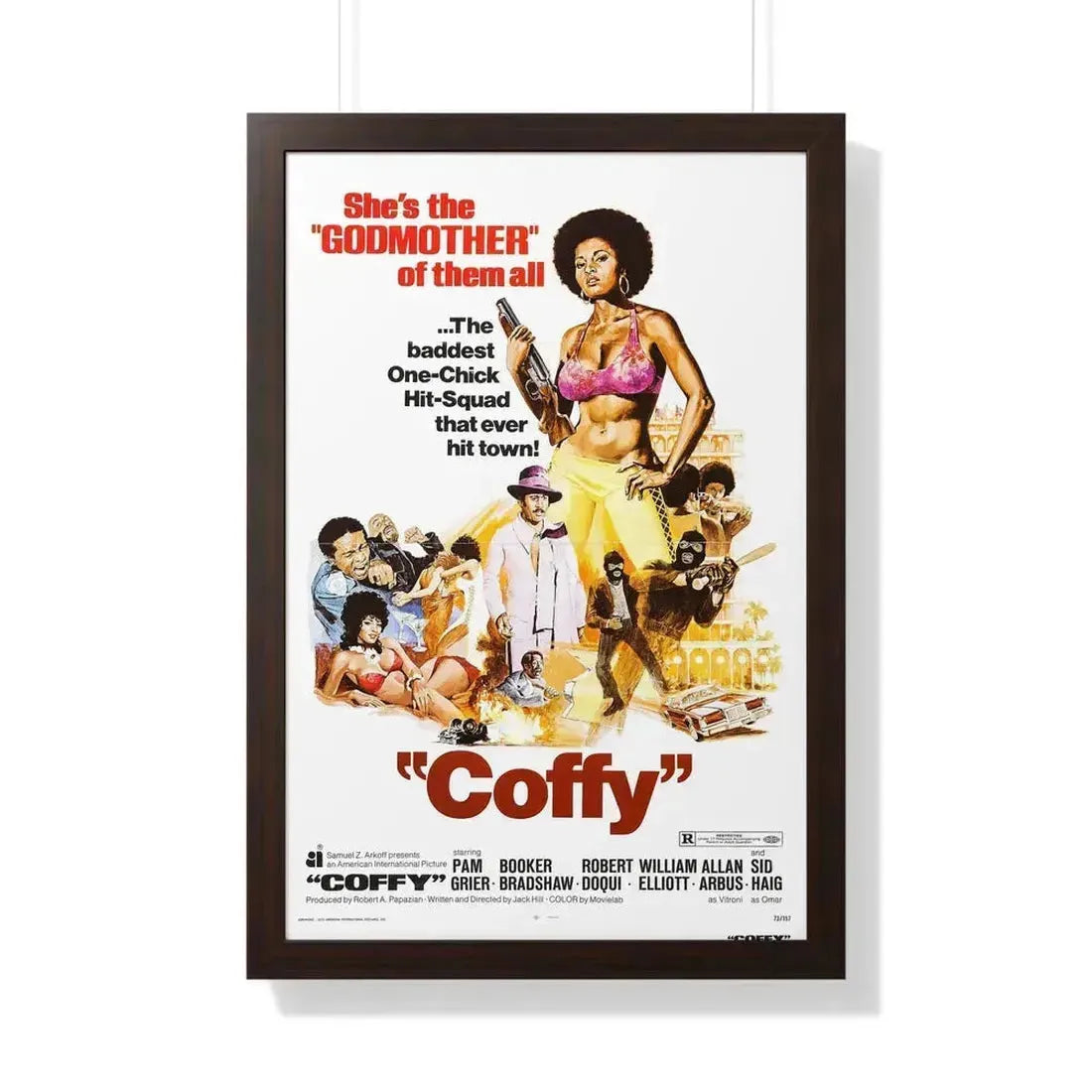 COFFY 1973 - Framed Movie Poster 20" x 30" Walnut - The Sticker Space