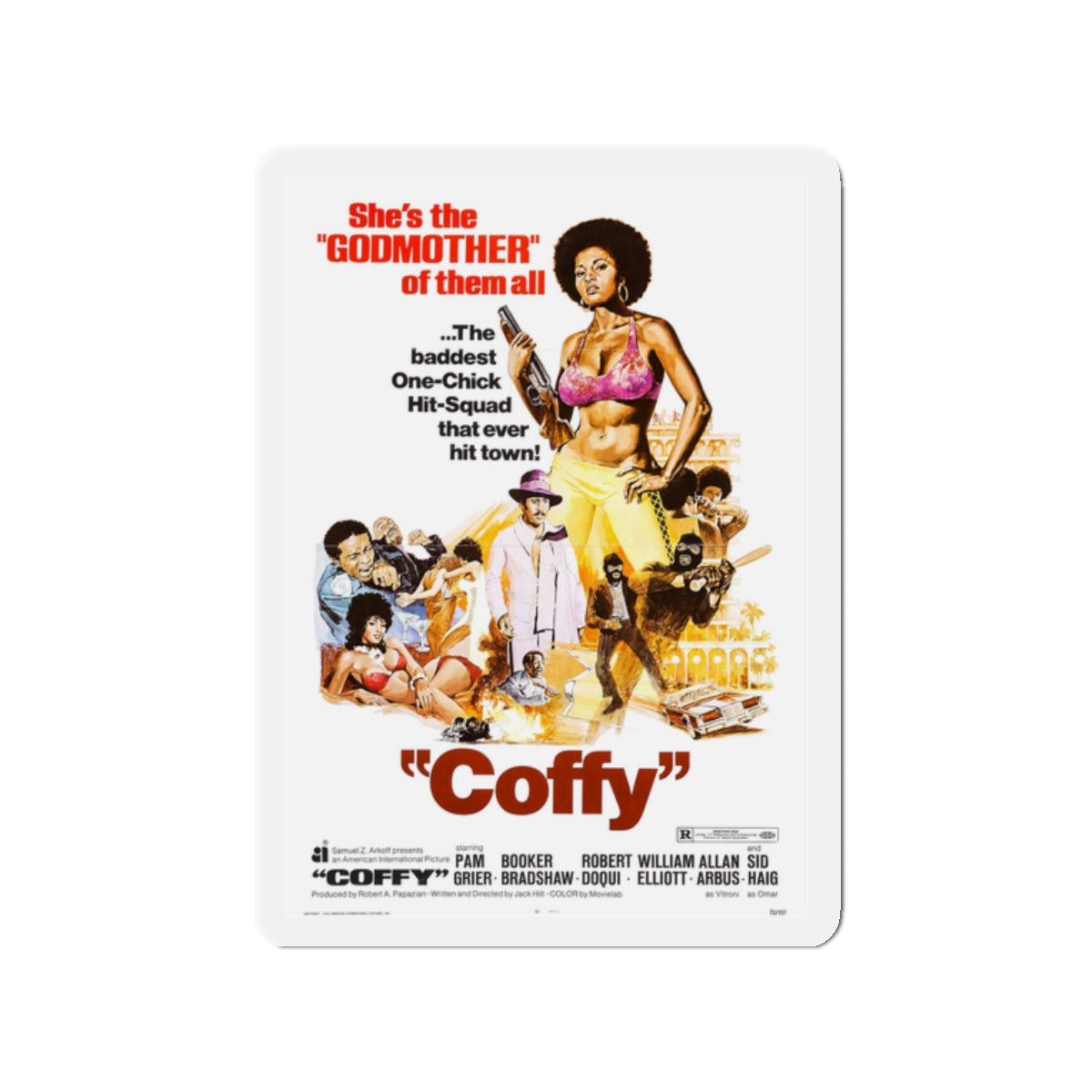 COFFY 1973 Movie Poster - Die-Cut Magnet-2" x 2"-The Sticker Space