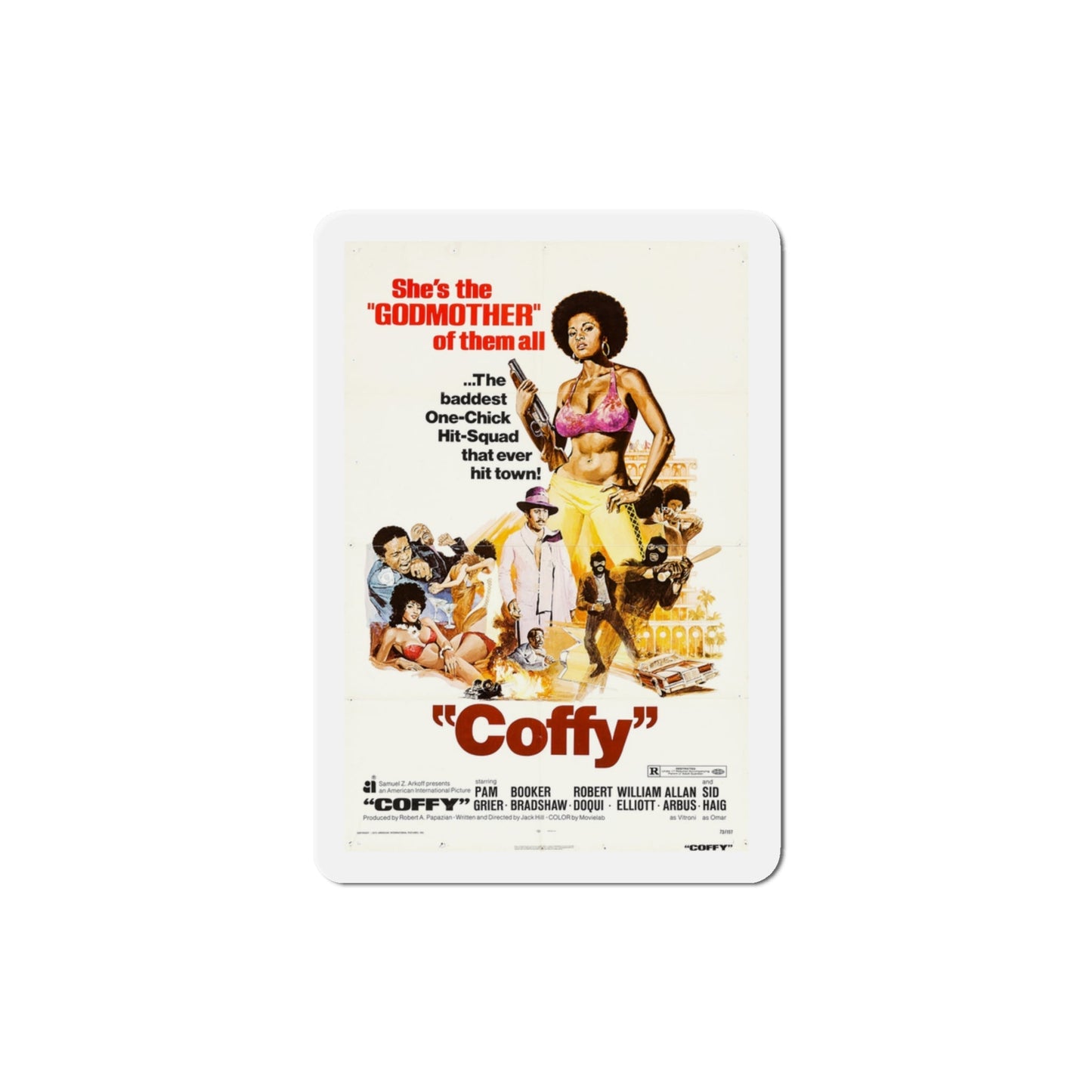 Coffy 1973 Movie Poster Die-Cut Magnet-3 Inch-The Sticker Space