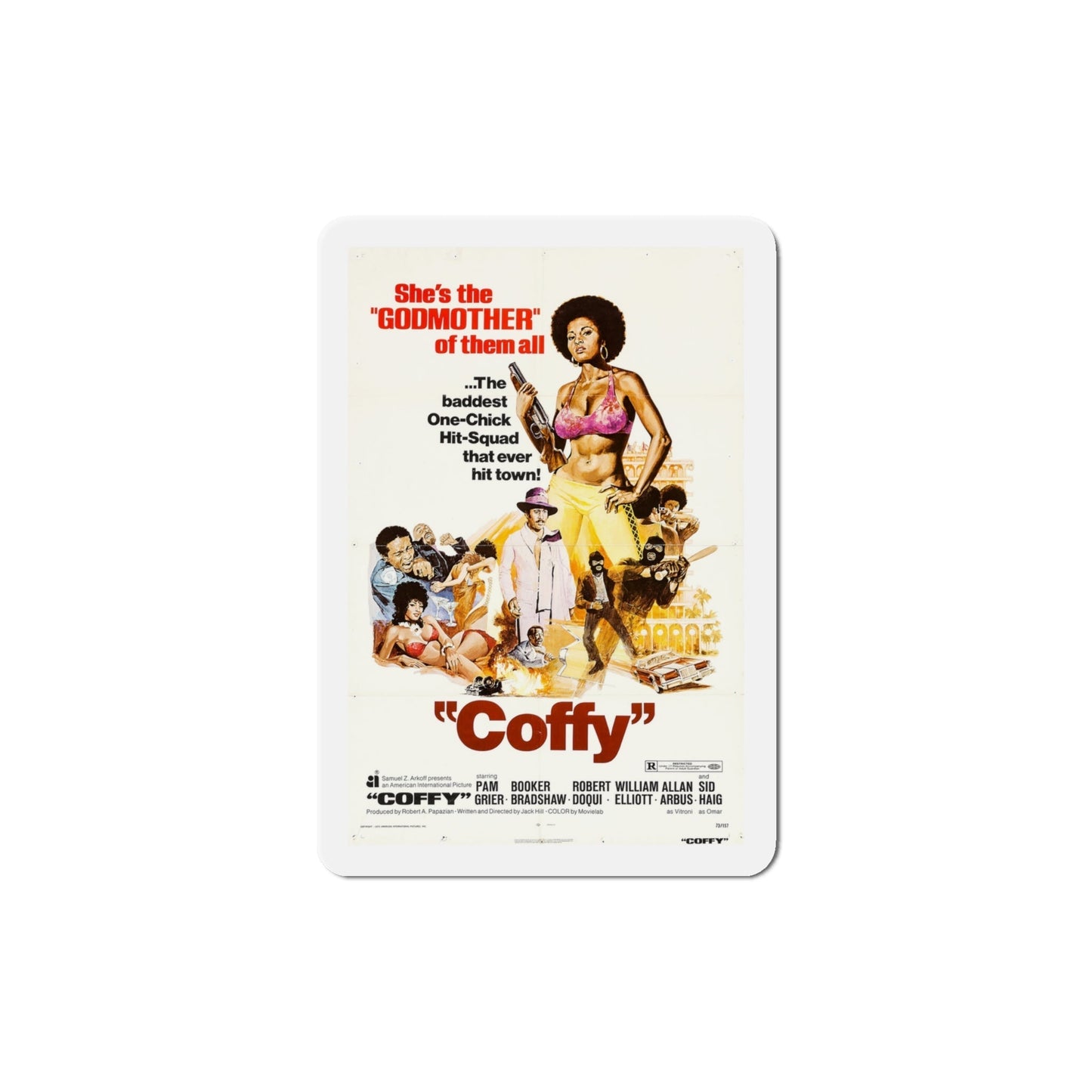 Coffy 1973 Movie Poster Die-Cut Magnet-4 Inch-The Sticker Space