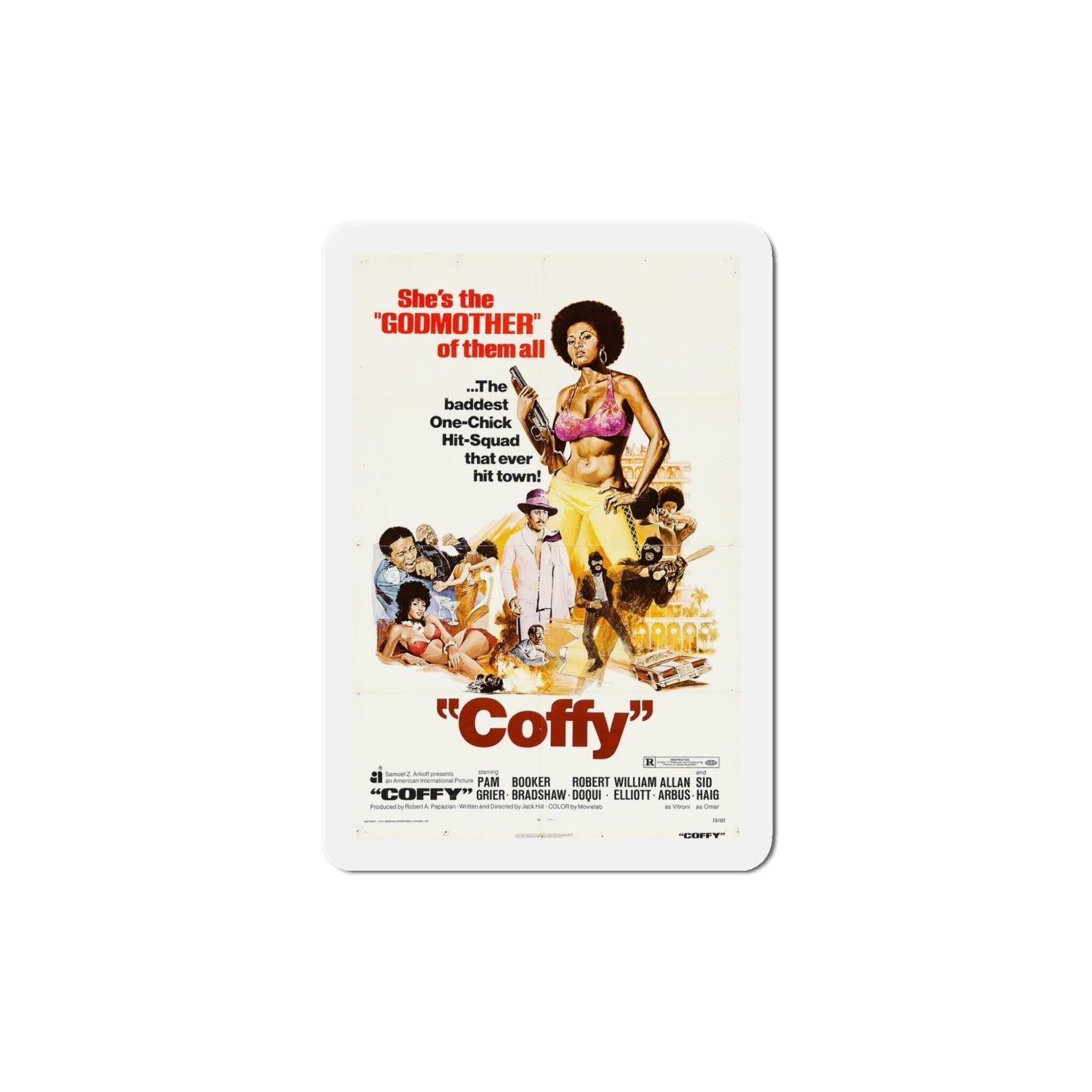 Coffy 1973 Movie Poster Die-Cut Magnet-5 Inch-The Sticker Space