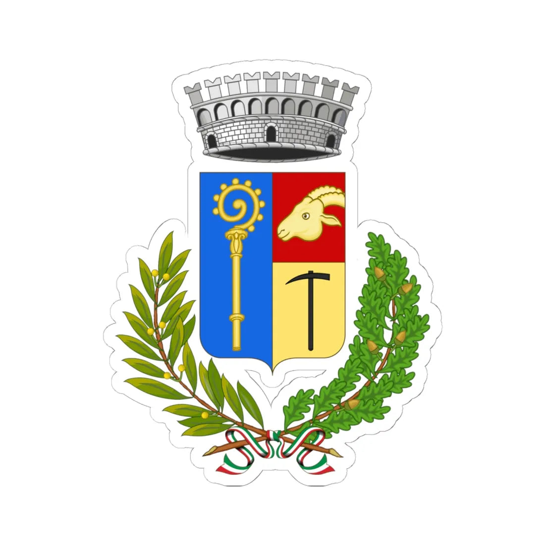 Cogne-Stemma (Italy) (Coat of Arms) STICKER Vinyl Kiss-Cut Decal 6 Inch White - The Sticker Space