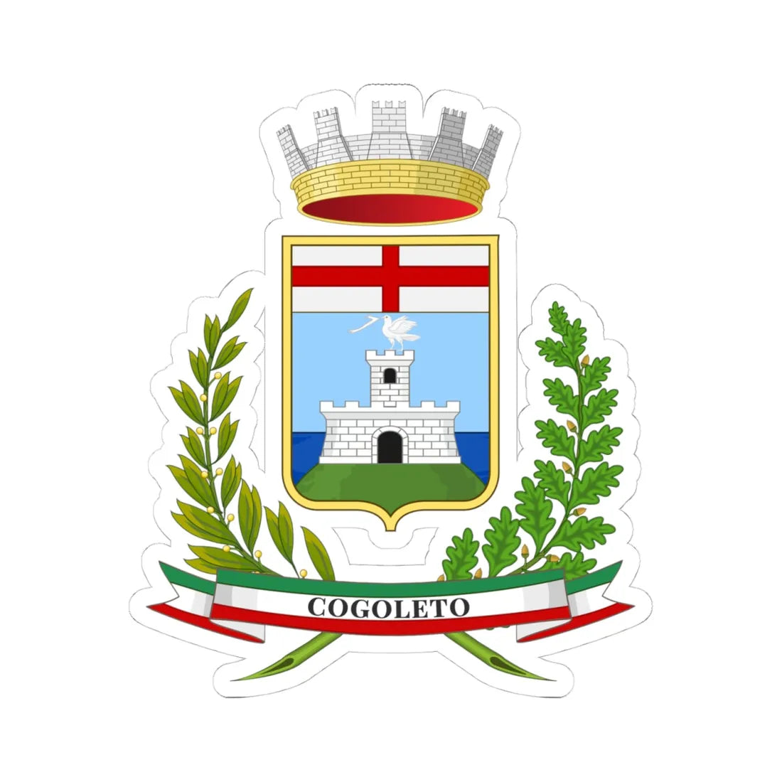 Cogoleto-Stemma (Italy) (Coat of Arms) STICKER Vinyl Kiss-Cut Decal 4 Inch White - The Sticker Space