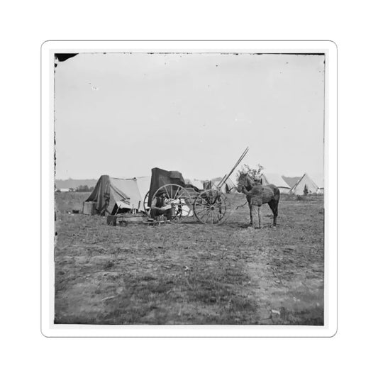 Cold Harbor, Va. Photographer's Wagon and Tent (U.S. Civil War) STICKER Vinyl Kiss-Cut Decal 2 Inch White - The Sticker Space