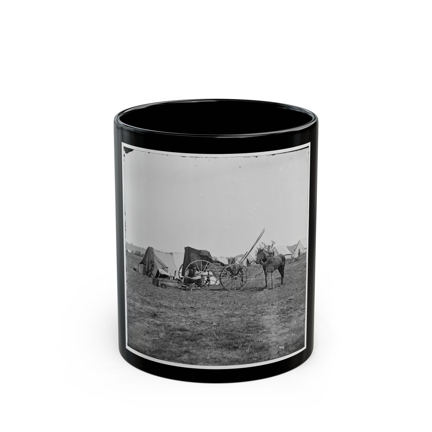 Cold Harbor, Va. Photographer's Wagon And Tent (U.S. Civil War) Black Coffee Mug