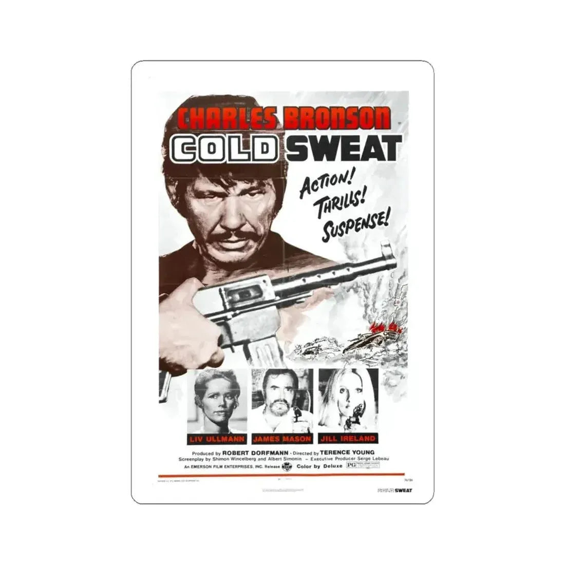 Cold Sweat 1974 Movie Poster - STICKER Vinyl Kiss-Cut Decal 4 Inch White - The Sticker Space