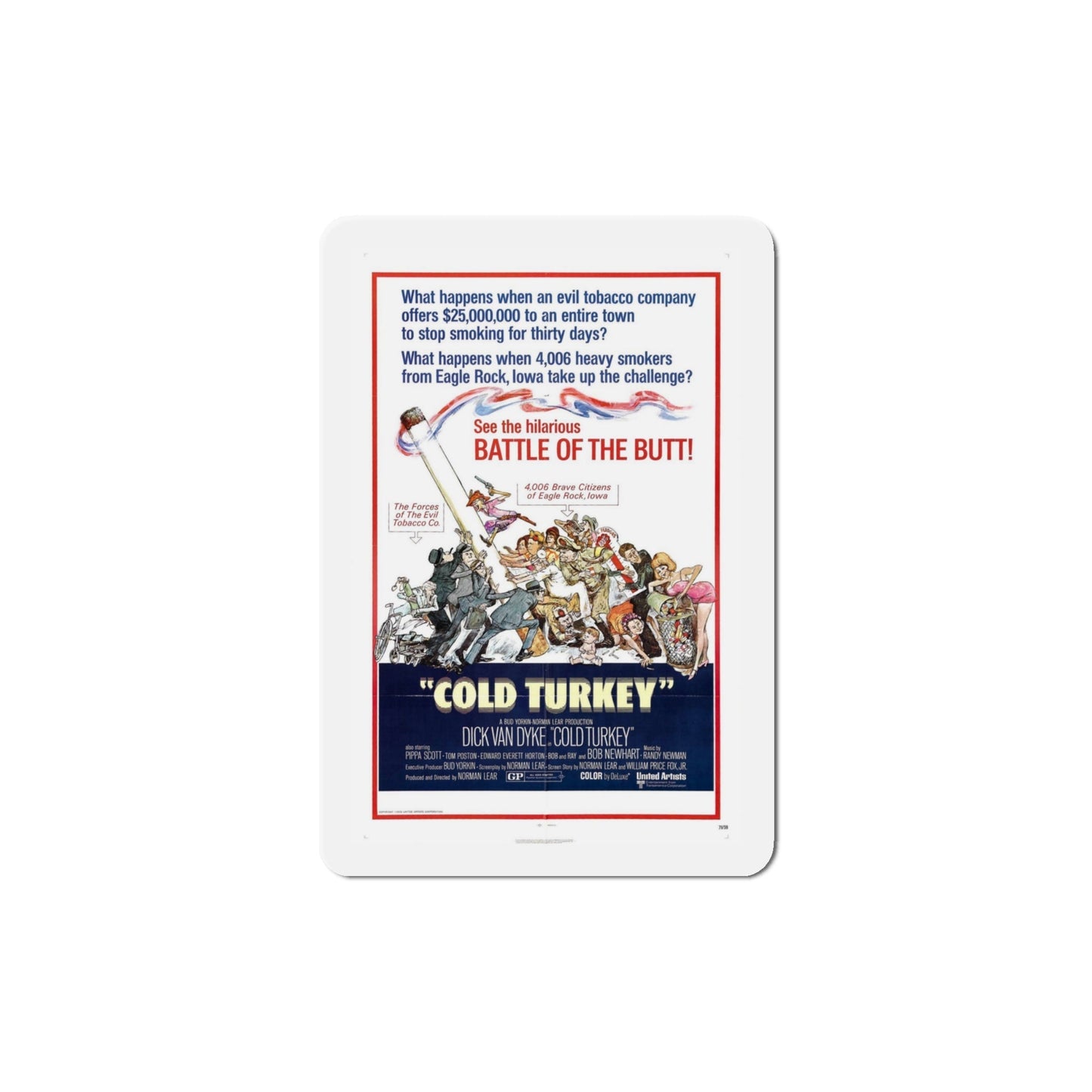 Cold Turkey 1971 Movie Poster Die-Cut Magnet-4 Inch-The Sticker Space