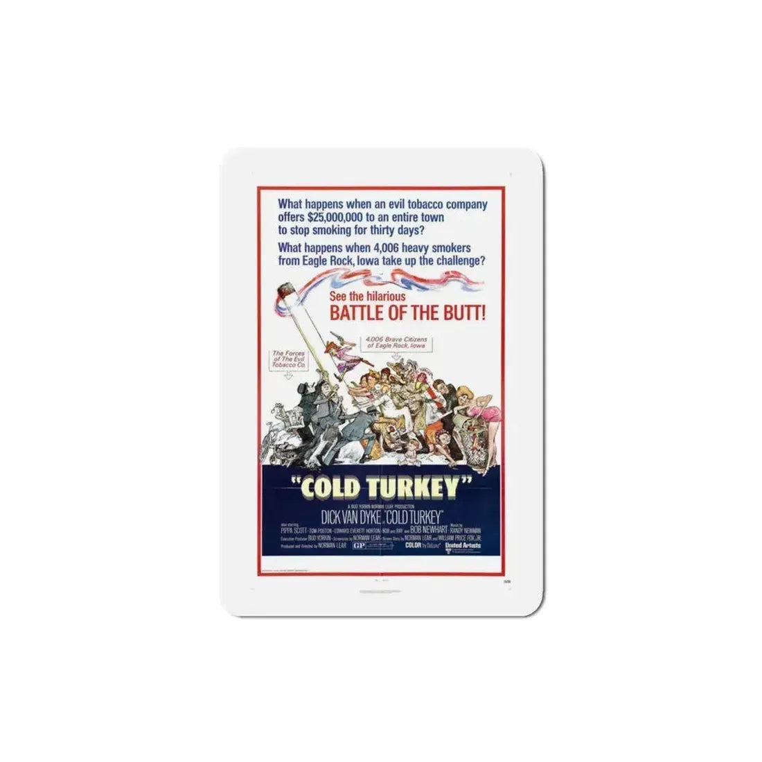 Cold Turkey 1971 Movie Poster Refrigerator Magnet 3 Inch - The Sticker Space