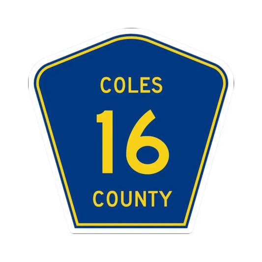Coles County 16 (Illinois) (Road Sign) STICKER Vinyl Kiss-Cut Decal 2 Inch White - The Sticker Space