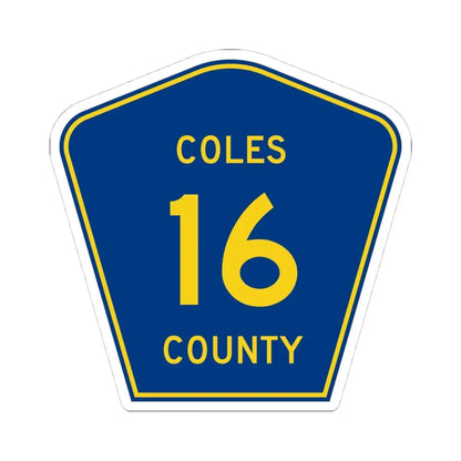 Coles County 16 (Illinois) (Road Sign) STICKER Vinyl Kiss-Cut Decal 4 Inch White - The Sticker Space