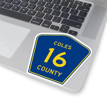 Coles County 16 (Illinois) (Road Sign) STICKER Vinyl Kiss-Cut Decal - The Sticker Space