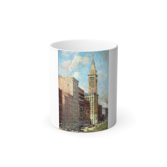 Colin Campbell Cooper (1856-1937) Metropolitan Life Tower - oil on canvas 1910 - Color Changing Mug 11oz-11oz-The Sticker Space