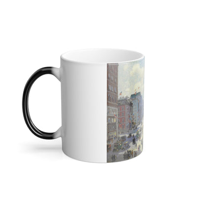 Colin Campbell Cooper (1856-1937) New York Public Library - Oil on canvas c1915 - Color Changing Mug 11oz-11oz-The Sticker Space