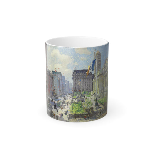 Colin Campbell Cooper (1856-1937) New York Public Library - Oil on canvas c1915 - Color Changing Mug 11oz-11oz-The Sticker Space