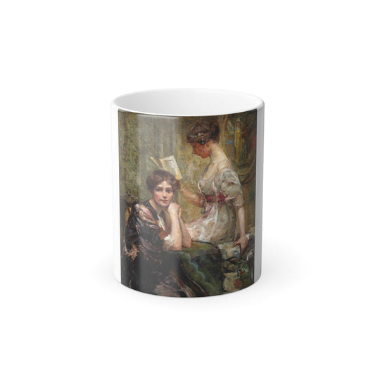 Colin Campbell Cooper (1856-1937) Two Woman (In an Interior) - Oil on masonite - Color Changing Mug 11oz-11oz-The Sticker Space