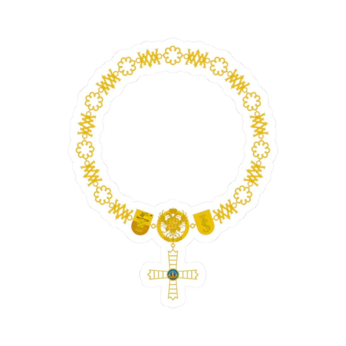 Collar de la Hermandad de Caballeros Mozárabes de Toledo (Spain) (Coat of Arms) STICKER Vinyl Kiss-Cut Decal 2 Inch White - The Sticker Space