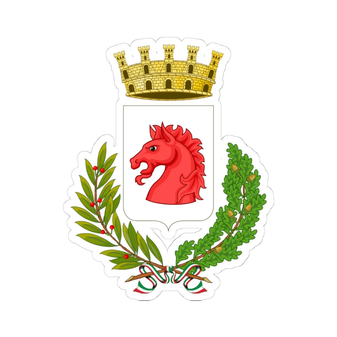 Colle di Val dElsa-Stemma (Italy) (Coat of Arms) STICKER Vinyl Kiss-Cut Decal 4 Inch White - The Sticker Space