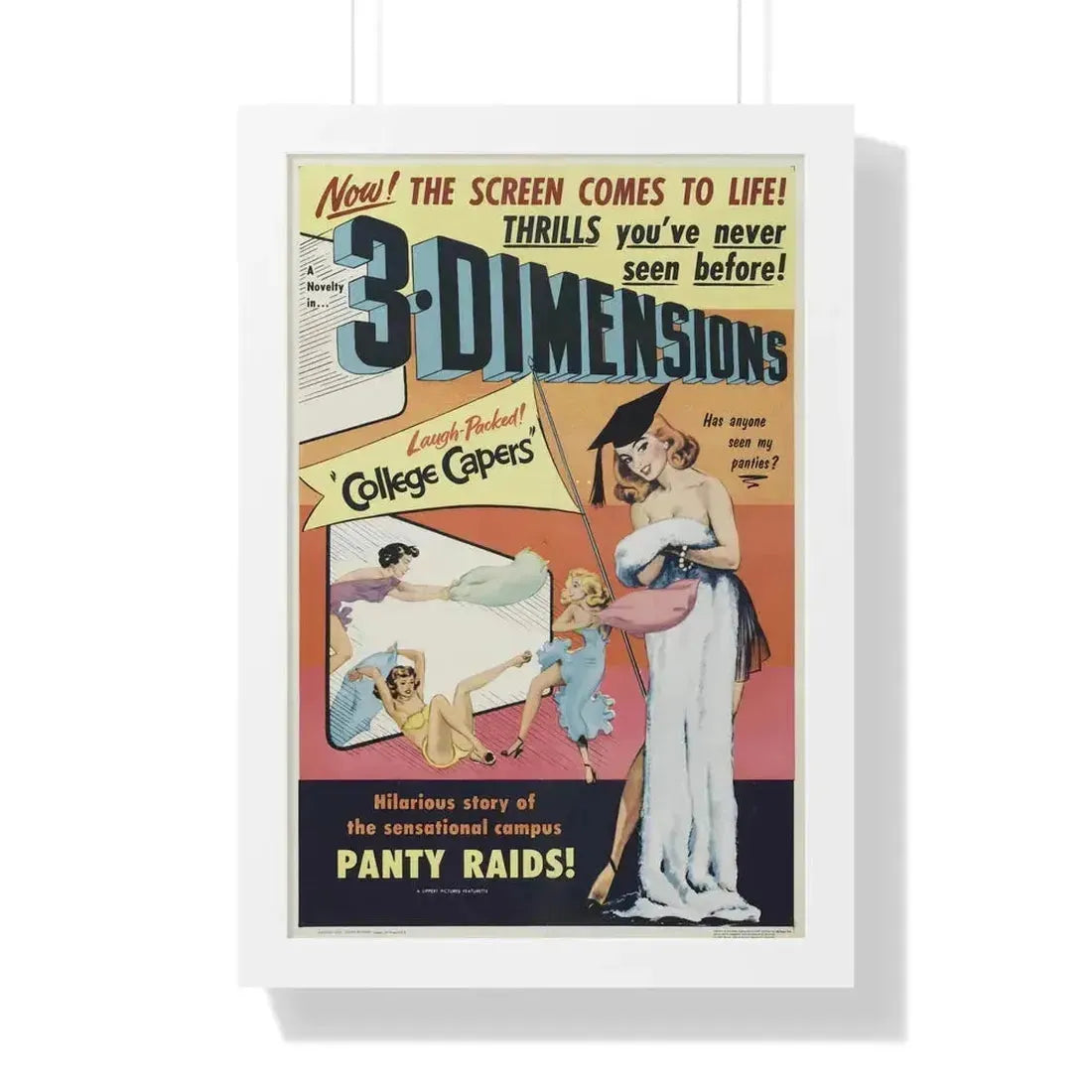 COLLEGE CAPERS 1953 - Framed Movie Poster 16″ x 24″ White - The Sticker Space