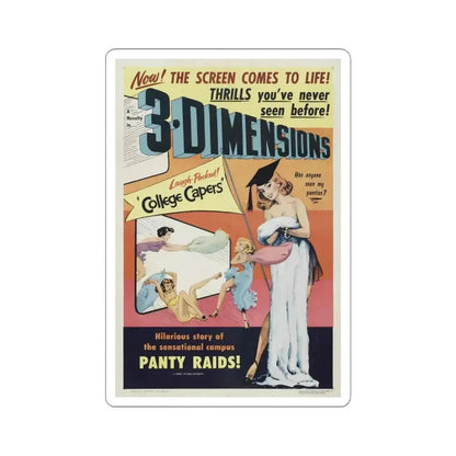 COLLEGE CAPERS 1953 Movie Poster - STICKER Vinyl Kiss-Cut Decal 4 Inch White - The Sticker Space
