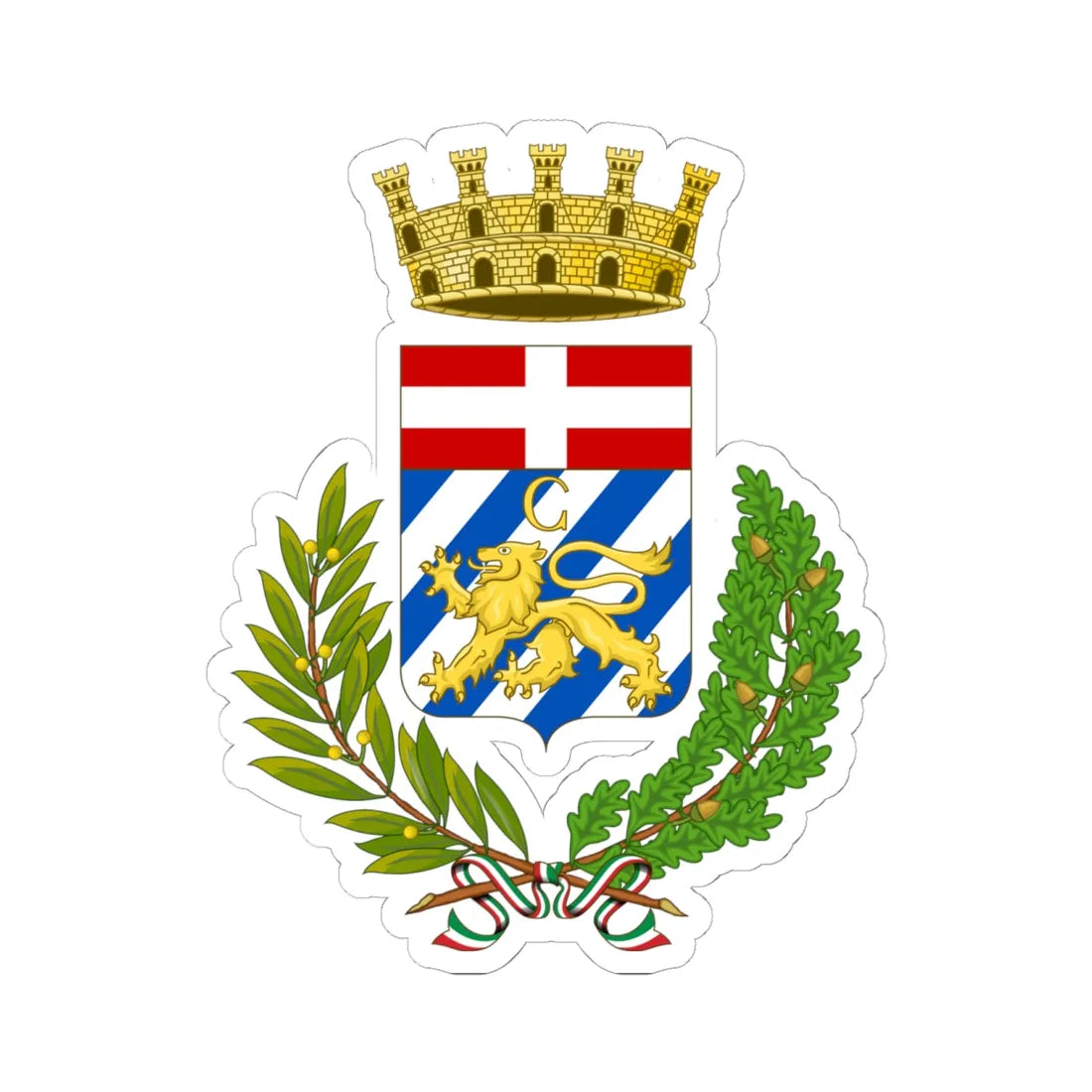 Collegno-Stemma (Italy) (Coat of Arms) STICKER Vinyl Kiss-Cut Decal 6 Inch White - The Sticker Space