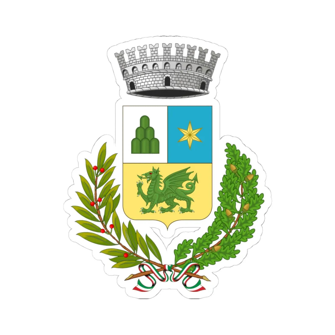 Colli al Metauro-Stemma (Italy) (Coat of Arms) STICKER Vinyl Kiss-Cut Decal 4 Inch White - The Sticker Space