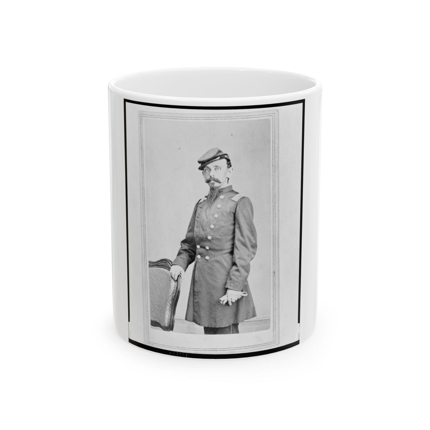 Colonel Adolph Dengler, 43rd Illinois Infantry, Union Officer, Three-Quarter-Length Portrait, Standing, Facing Front (U.S. Civil War) White Coffee Mug