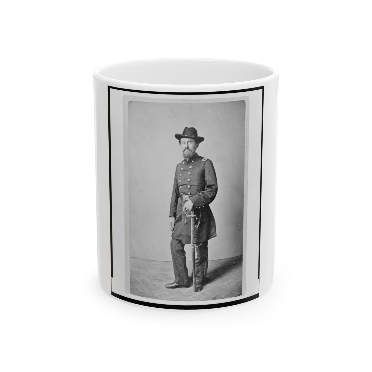 Colonel Francis (Frank) Erdelmeyer, Union Officer In The 32nd Indiana Regiment, Full-Length Portrait, Standing, Facing Front (U.S. Civil War) White Coffee Mug