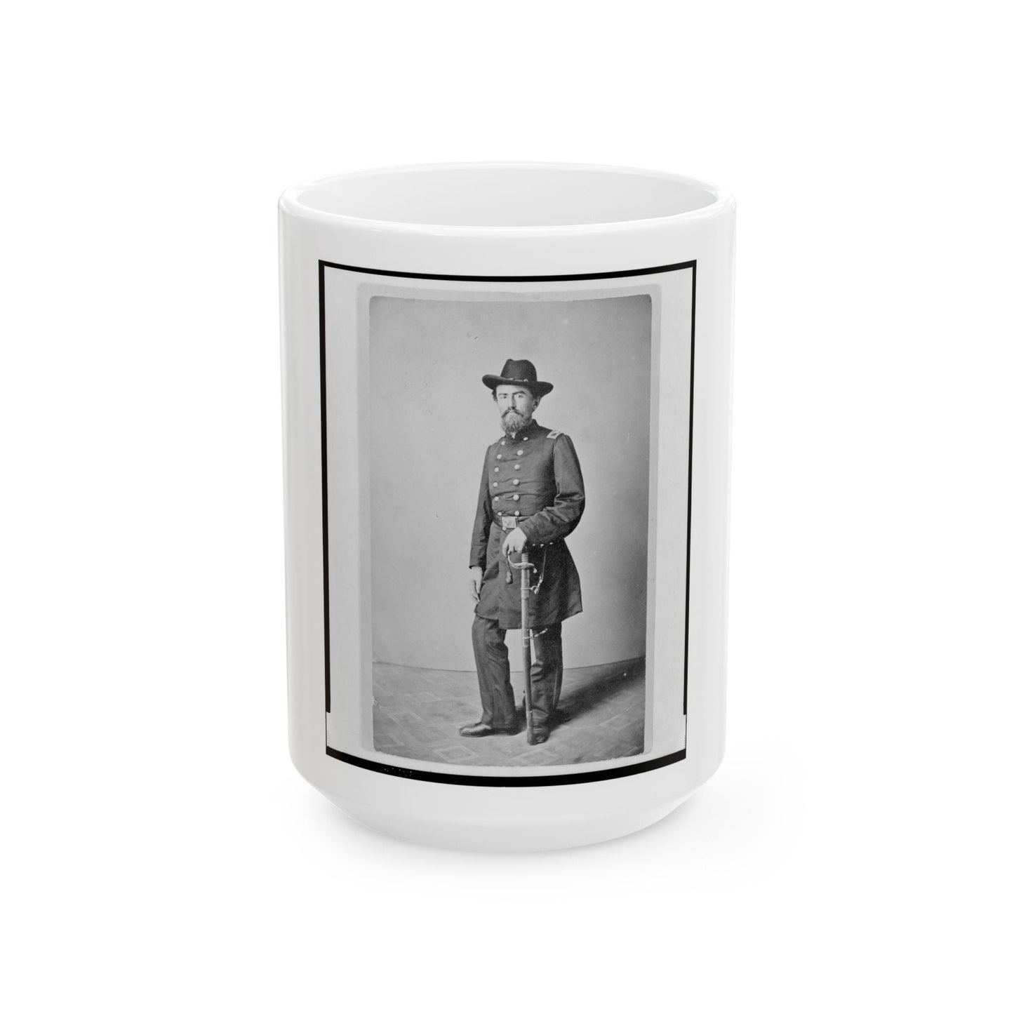 Colonel Francis (Frank) Erdelmeyer, Union Officer In The 32nd Indiana Regiment, Full-Length Portrait, Standing, Facing Front (U.S. Civil War) White Coffee Mug