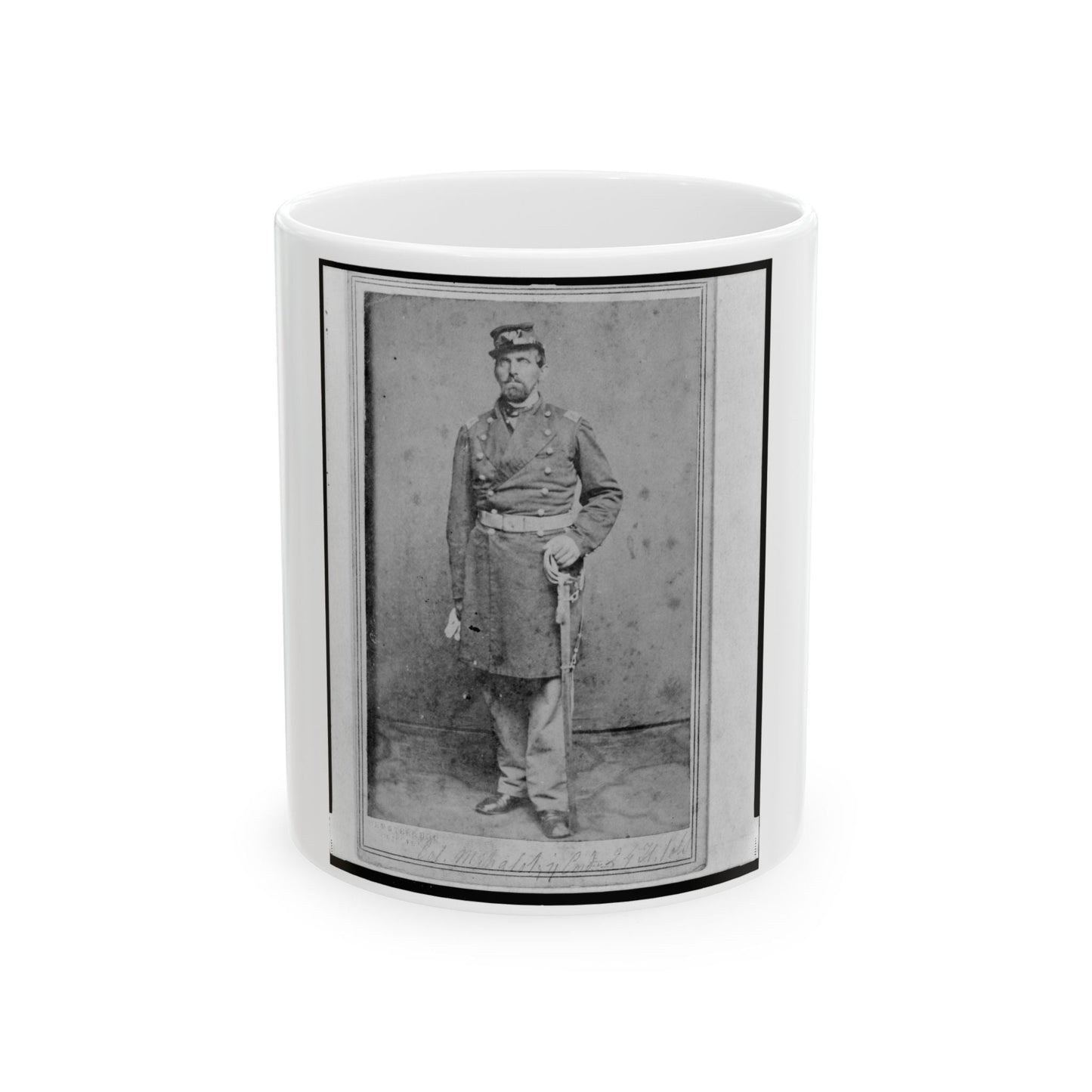 Colonel Geza Milahotzy, Union Officer In The 24th Illinois Infantry Regiment, Full-Length Portrait, Standing, Facing Front (U.S. Civil War) White Coffee Mug