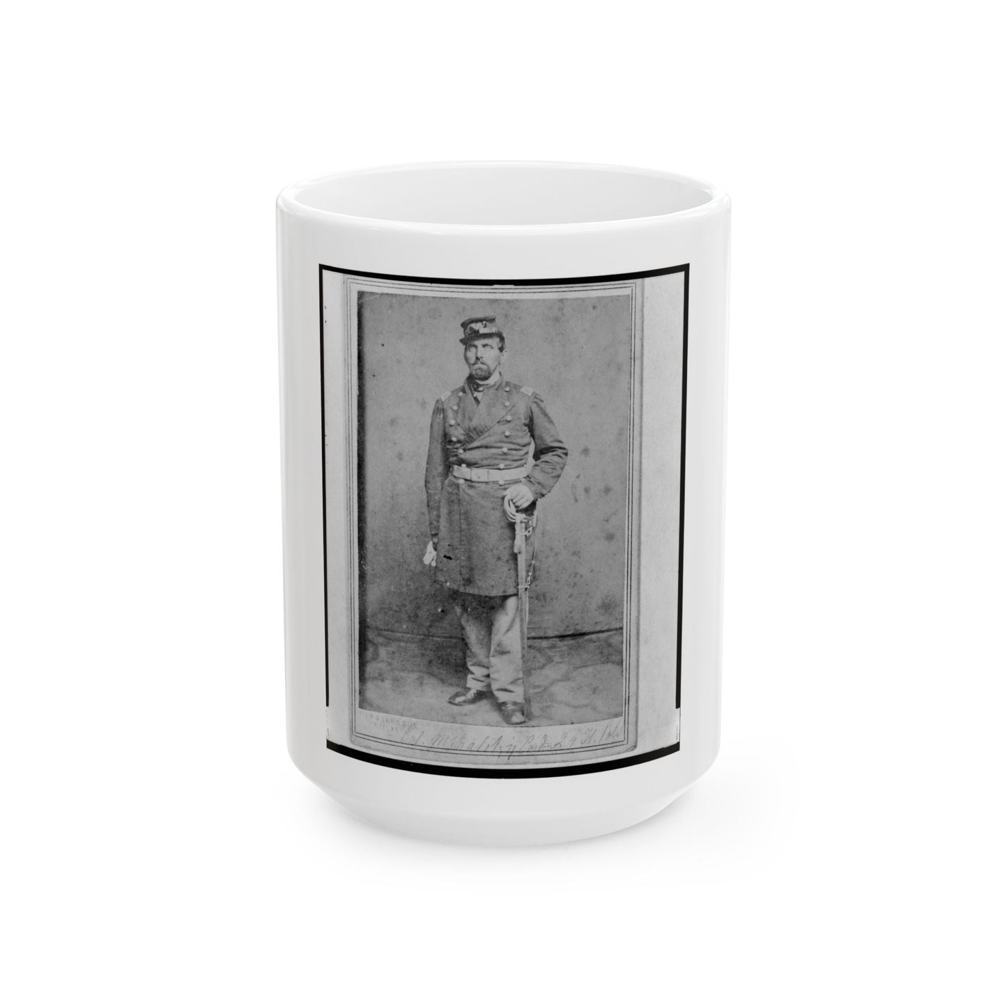 Colonel Geza Milahotzy, Union Officer In The 24th Illinois Infantry Regiment, Full-Length Portrait, Standing, Facing Front (U.S. Civil War) White Coffee Mug