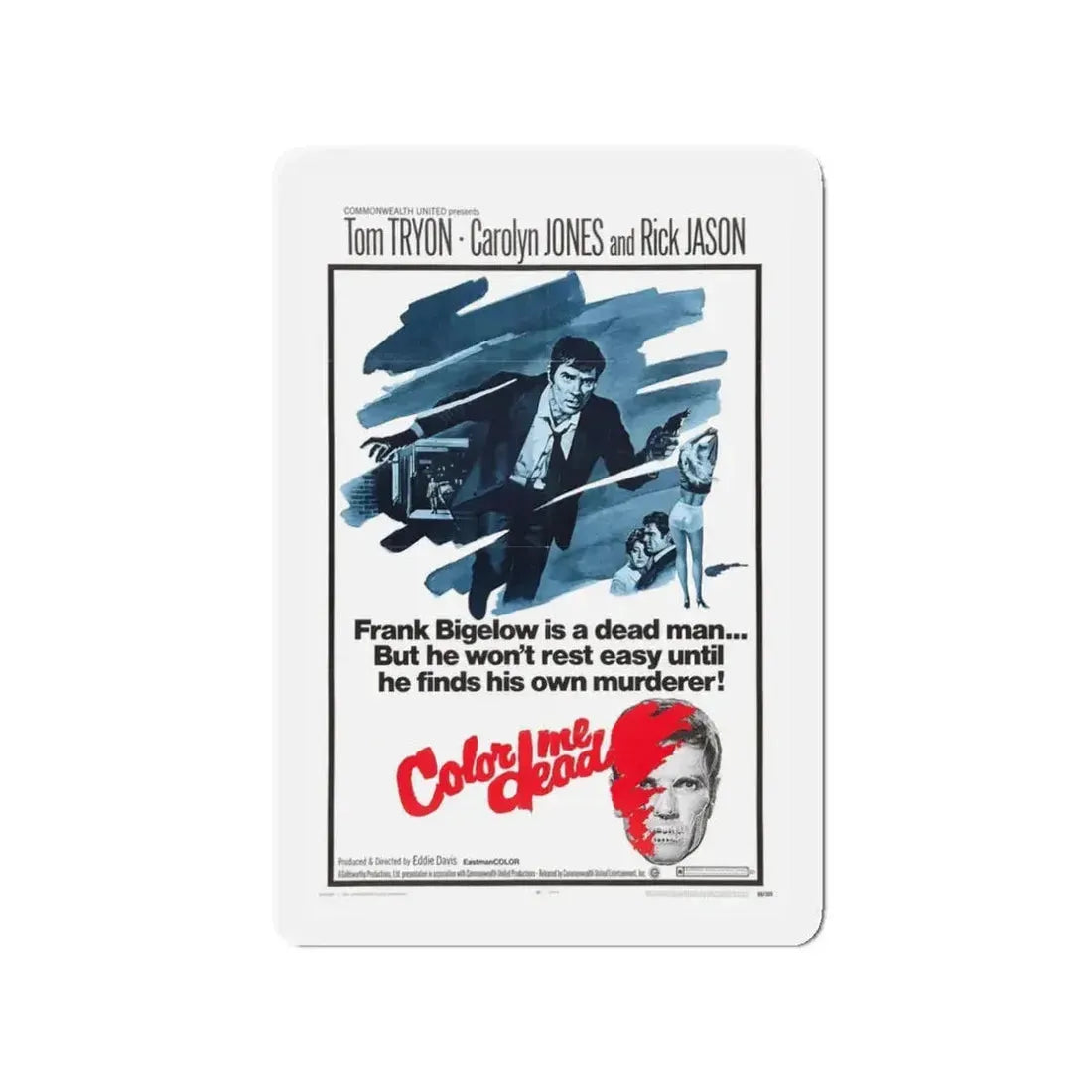 COLOR ME DEAD 1969 Movie Poster - Refrigerator Magnet 3 Inch - The Sticker Space