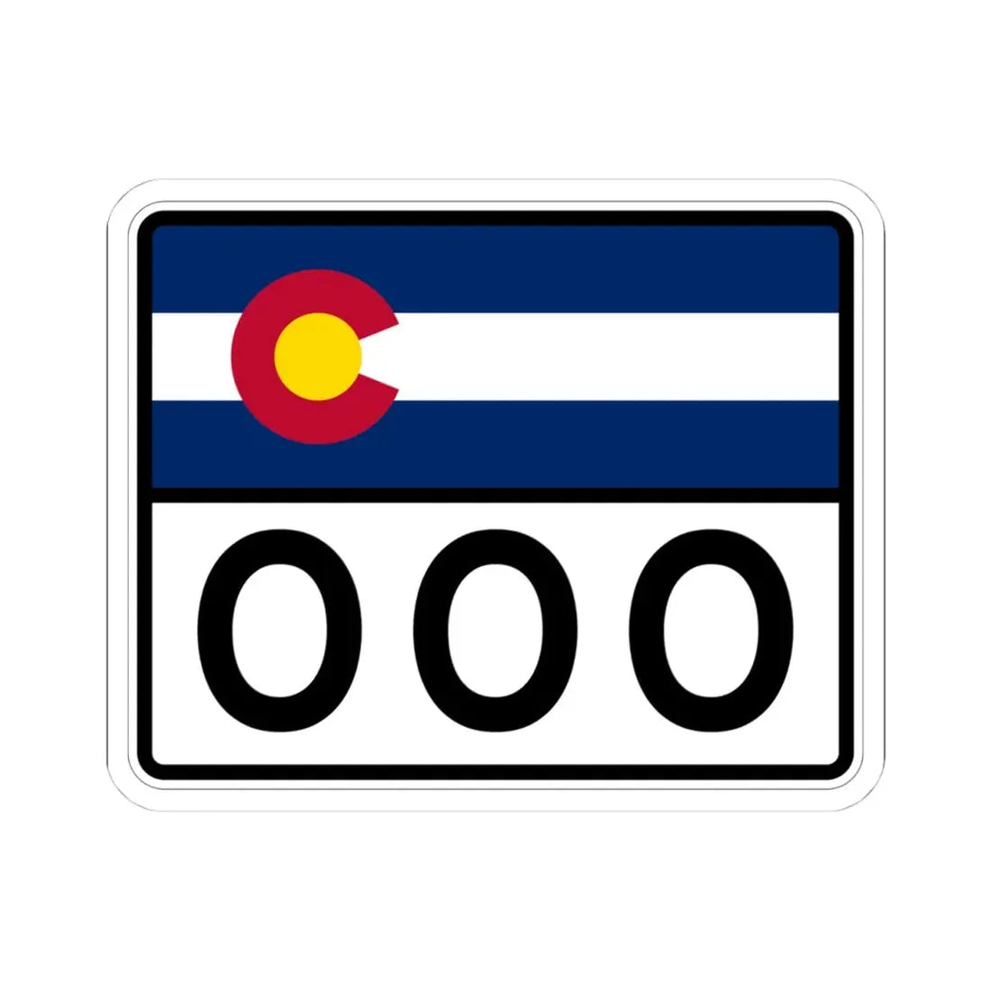 Colorado 000 wide (Colorado) (Road Sign) STICKER Vinyl Kiss-Cut Decal 4 Inch White - The Sticker Space