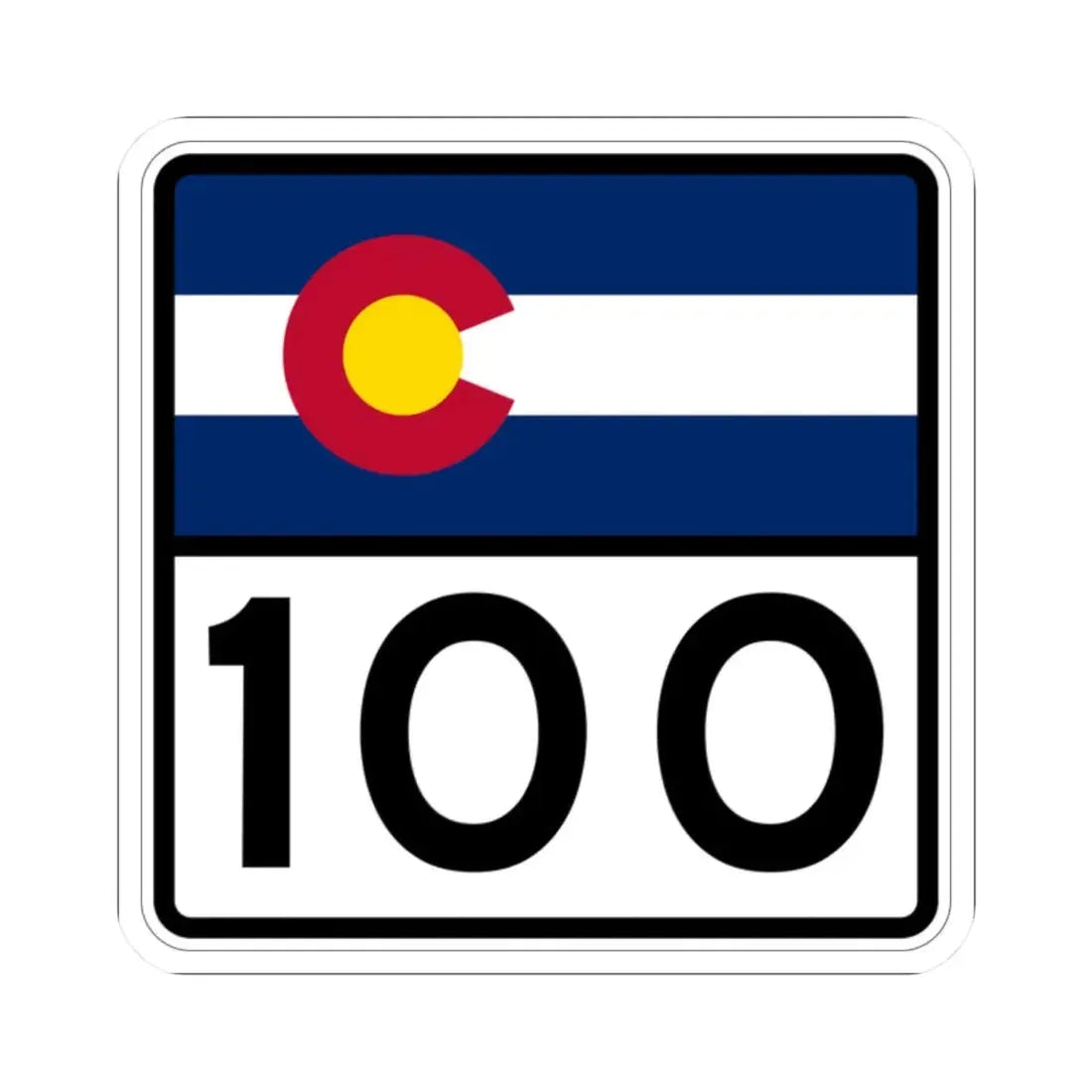 Colorado 100 (Colorado) (Road Sign) STICKER Vinyl Kiss-Cut Decal 2 Inch White - The Sticker Space