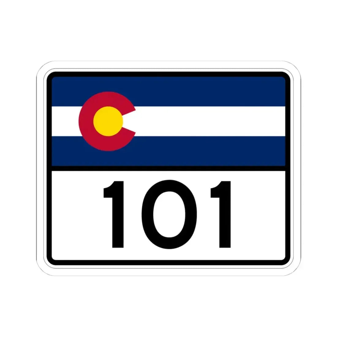 Colorado 101 wide (Colorado) (Road Sign) STICKER Vinyl Kiss-Cut Decal 4 Inch White - The Sticker Space