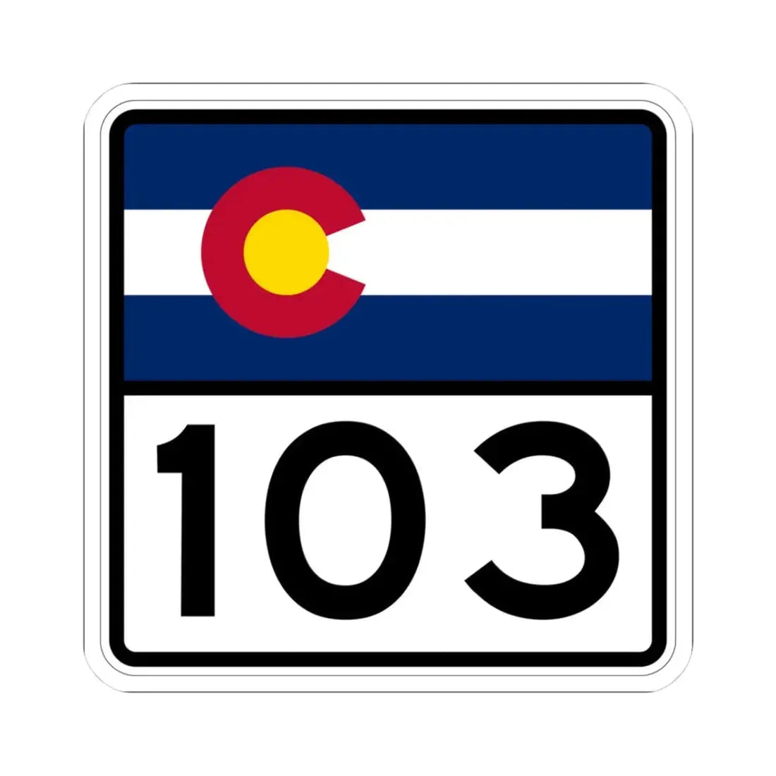 Colorado 103 (Colorado) (Road Sign) STICKER Vinyl Kiss-Cut Decal 3 Inch White - The Sticker Space