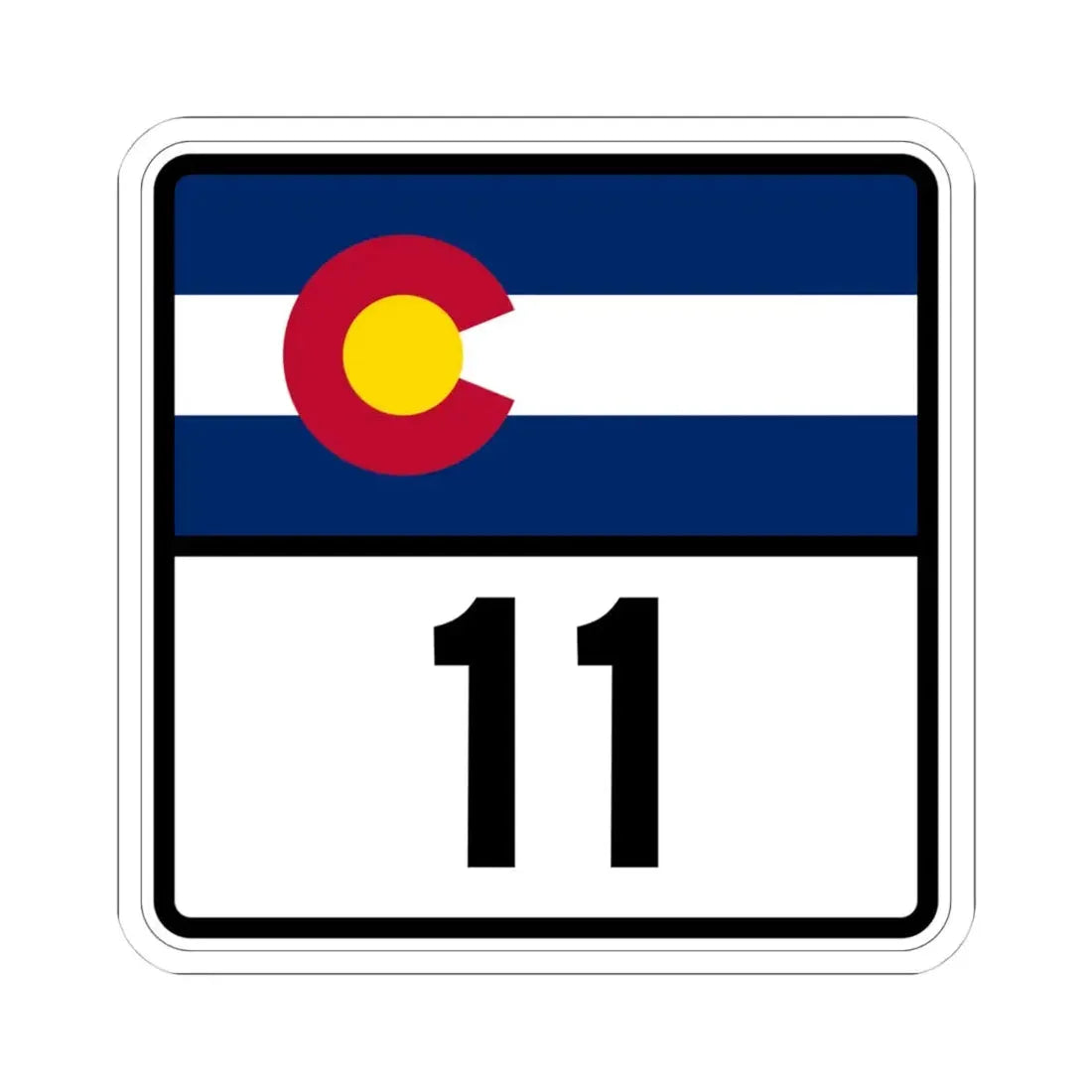 Colorado 11 (Colorado) (Road Sign) STICKER Vinyl Kiss-Cut Decal 4 Inch White - The Sticker Space
