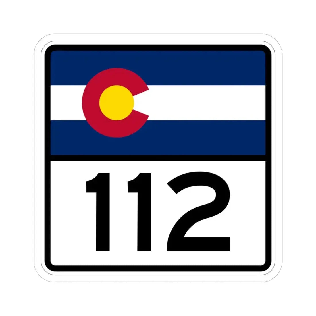 Colorado 112 (Colorado) (Road Sign) STICKER Vinyl Kiss-Cut Decal 4 Inch White - The Sticker Space