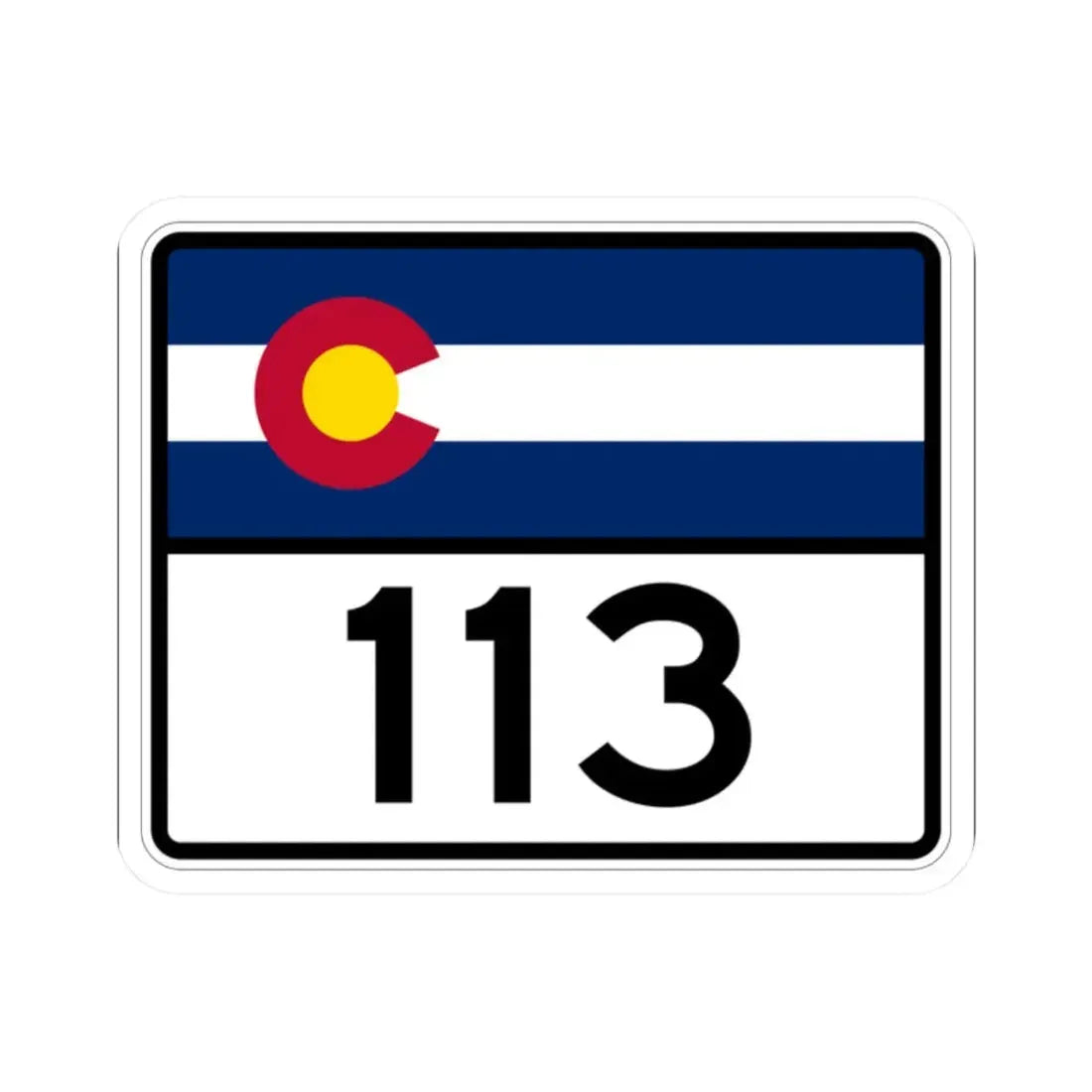 Colorado 113 wide (Colorado) (Road Sign) STICKER Vinyl Kiss-Cut Decal 2 Inch White - The Sticker Space