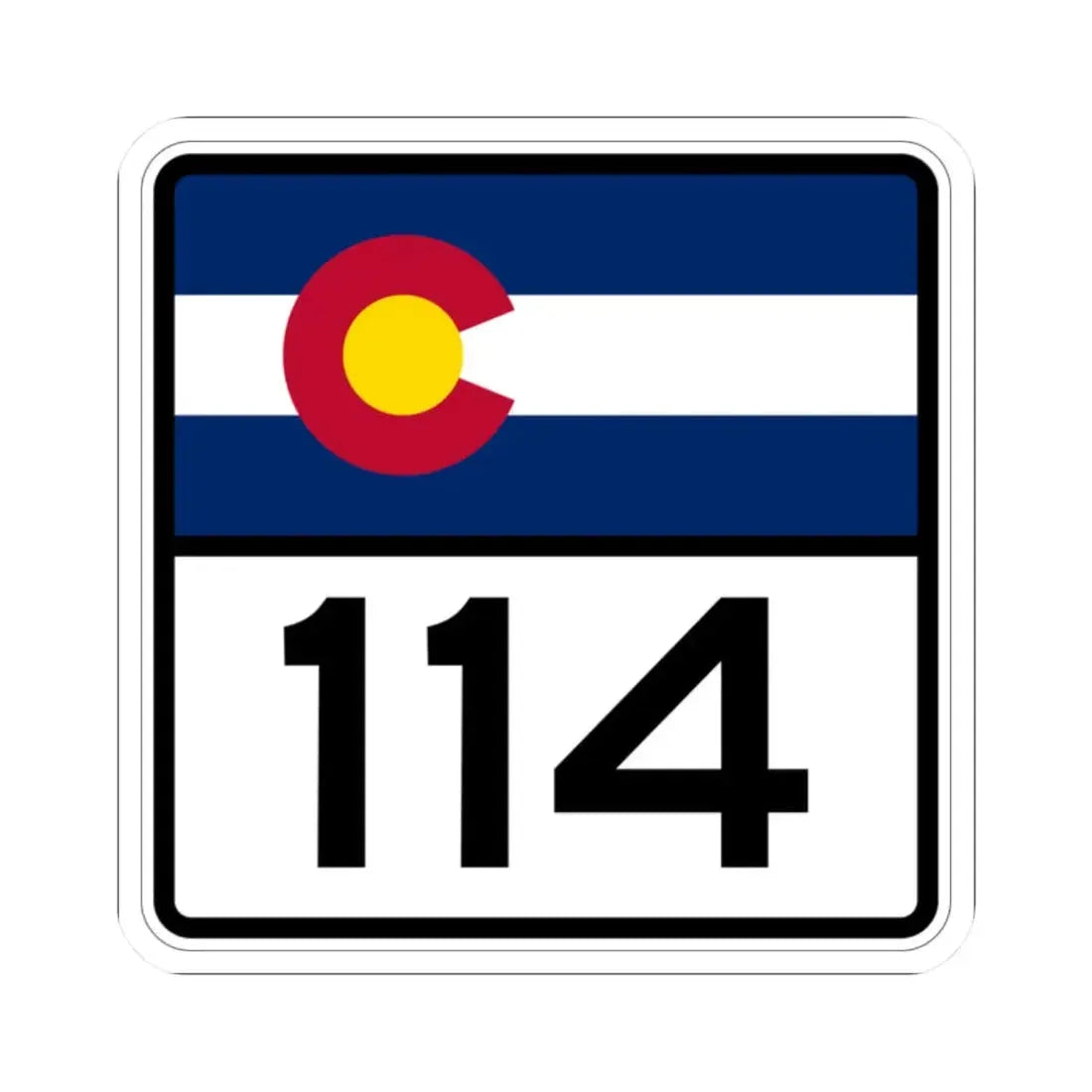 Colorado 114 (Colorado) (Road Sign) STICKER Vinyl Kiss-Cut Decal 2 Inch White - The Sticker Space