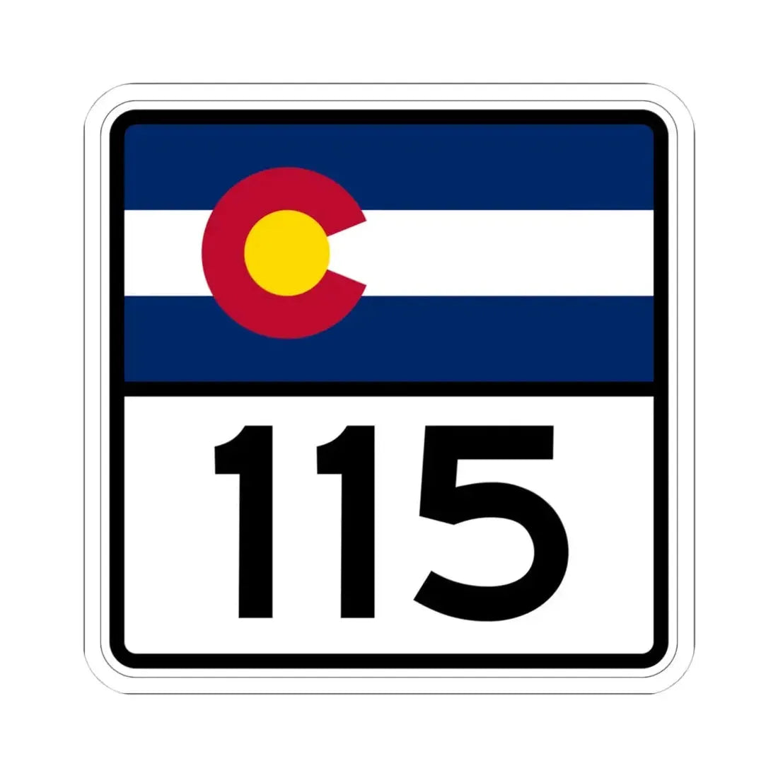 Colorado 115 (Colorado) (Road Sign) STICKER Vinyl Kiss-Cut Decal 4 Inch White - The Sticker Space