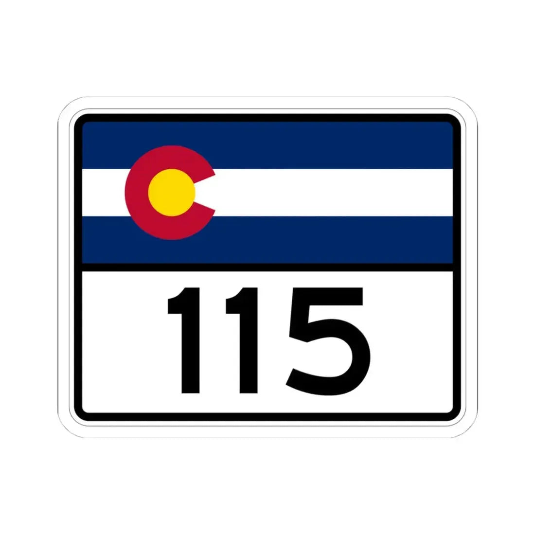 Colorado 115 wide (Colorado) (Road Sign) STICKER Vinyl Kiss-Cut Decal 4 Inch White - The Sticker Space