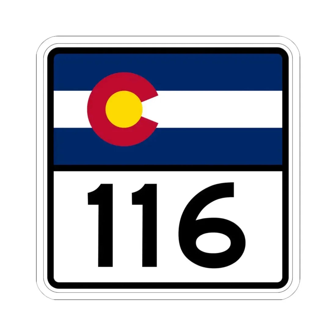 Colorado 116 (Colorado) (Road Sign) STICKER Vinyl Kiss-Cut Decal 6 Inch White - The Sticker Space