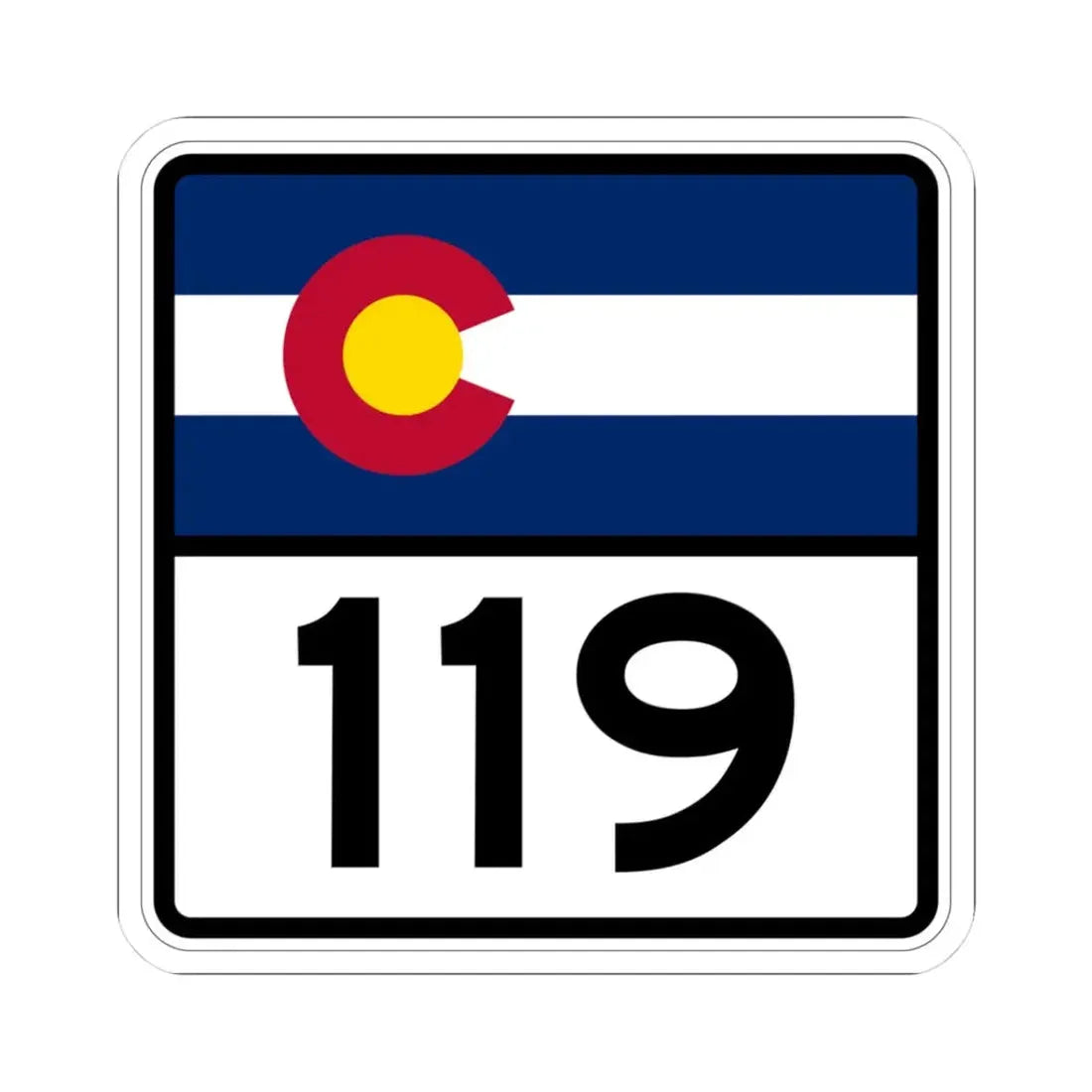 Colorado 119 (Colorado) (Road Sign) STICKER Vinyl Kiss-Cut Decal 3 Inch White - The Sticker Space