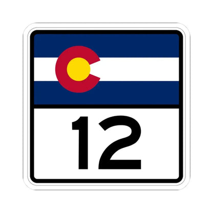 Colorado 12 (Colorado) (Road Sign) STICKER Vinyl Kiss-Cut Decal 3 Inch White - The Sticker Space