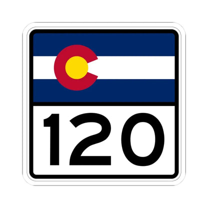Colorado 120 (Colorado) (Road Sign) STICKER Vinyl Kiss-Cut Decal 3 Inch White - The Sticker Space