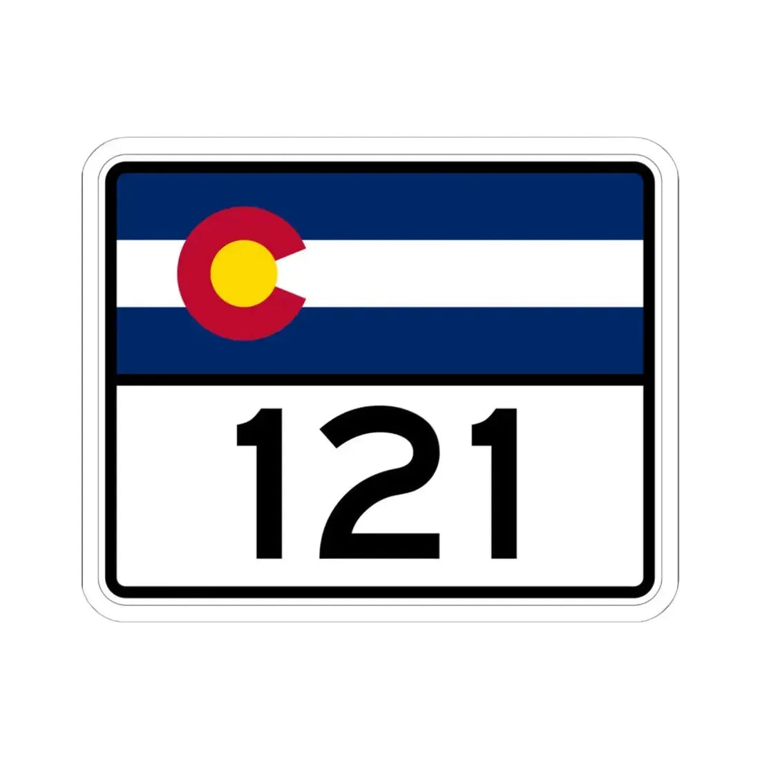 Colorado 121 wide (Colorado) (Road Sign) STICKER Vinyl Kiss-Cut Decal 6 Inch White - The Sticker Space