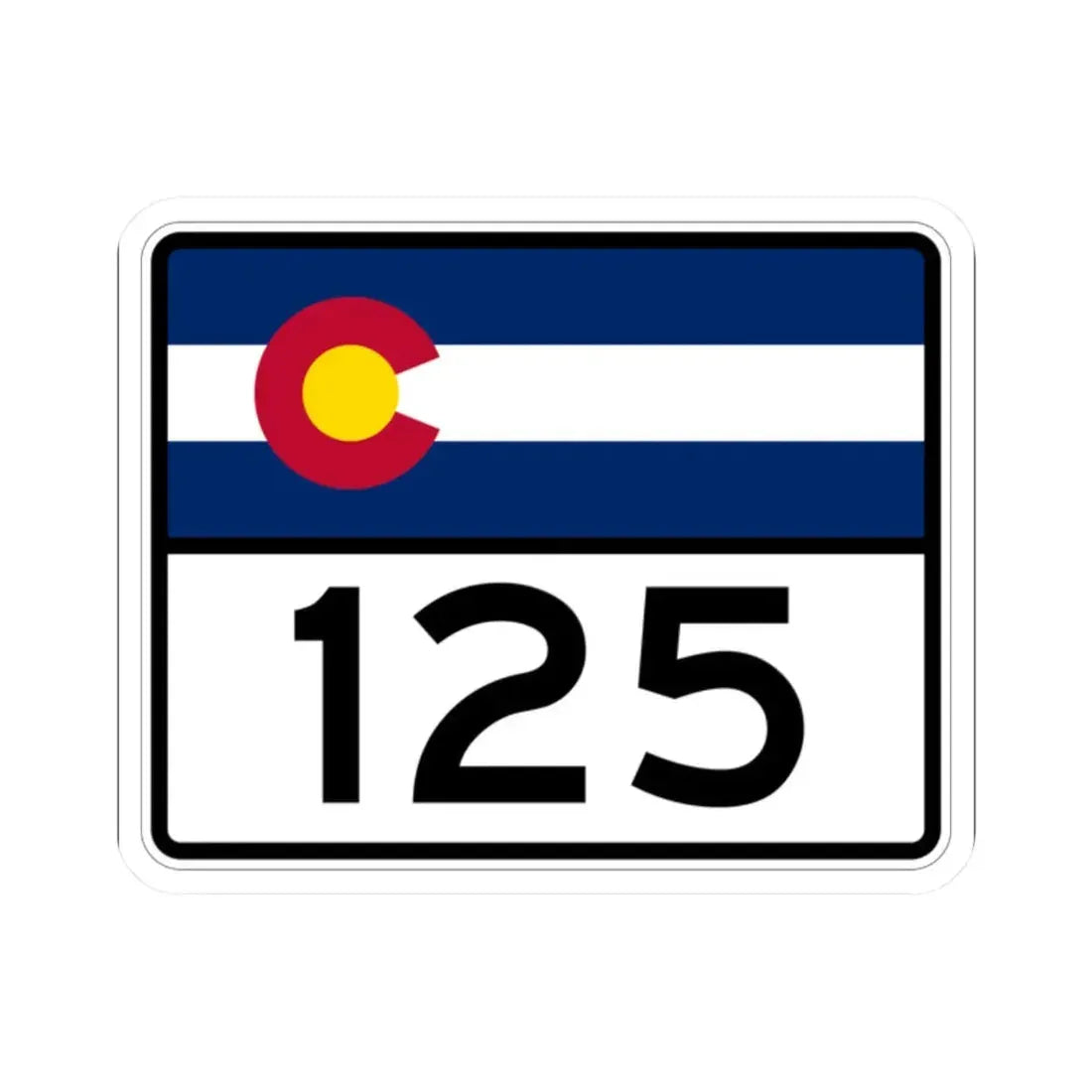 Colorado 125 wide (Colorado) (Road Sign) STICKER Vinyl Kiss-Cut Decal 2 Inch White - The Sticker Space